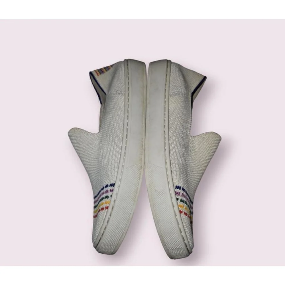 Rothy's Slip On Sneakers Shoes Size 1 White Rainbow